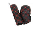2Pcs Antiskid And Sweat Absorption Car Faux Leather Gear Shift Knob Cover Hand