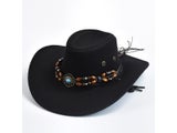 Vintage Big-edge Western Cowboy Hats For Men Women Artificial Suede Gentleman