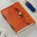 Leather Journal Orange Lock