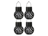 Solar LED Flame Hanging Light Flickering Outdoor Garden Lantern Lamp Four Pack