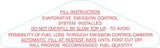 Fuel Filler Door Decal 'Fill Instructions' Holden HQ HJ HX HZ LH LX UC - BD1121