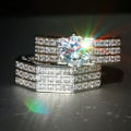 FLASH SALE! Gorgeous Sparkling Princess Cut Zircon 2 Piece Ring Set S9