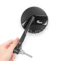 Missie Black Bar End Mirrors for '18-'20 Indian Scout Bobber Stock Threaded Bar
