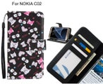 NOKIA C02 case 3 card leather wallet case printed ID