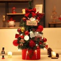 DIY Desktop Christmas Tree Artificial Pine Tree with Ornament