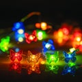 Fairy lights, multi-coloured butterflies