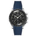 Textured Curved End Rubber Watch Strap for Omega Speedmaster Moonwatch - Navy...