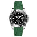 Textured Curved End Rubber Watch Strap For Rolex Submariner 40mm - Black with...