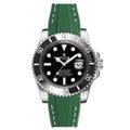 Textured Curved End Rubber Watch Strap For Rolex Submariner 40mm - Black with...
