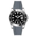 Textured Curved End Rubber Watch Strap For Rolex Submariner 40mm - Black with...
