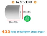 Thermal Paper Eftpos Roll White, 80mm x 80mm, 432 X Rolls NZ Stock Deal