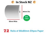 Thermal Paper Eftpos Roll White, 80mm x 80mm, 72 X Rolls NZ Stock Deal