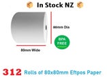 Thermal Paper Eftpos Roll White, 80mm x 80mm, 312 X Rolls NZ Stock Deal