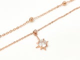 Sparkling Zirconia-Accented Rose Gold Anklet