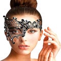 Drill Black - White Lady Of Luck Metal Mask Gorgeous Comfortable Delicate Moun