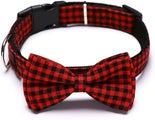Plaid Dog Collar With Bow Adjustable Dog Bow Tie Collars With Bell Best Pet Gi