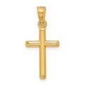 Jewelry Affairs Yellow Gold Cross Pendant Charm, High Polished Finish, 25x12m...