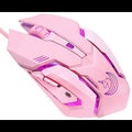 Pink Gaming Mouse Silent Click, LED Backlit Optical Game Mice Ergonomi