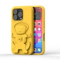 iPhone 16 Pro Max (6.9") Soft EVA Cartoon Robot Stand Phone Case (Yellow)