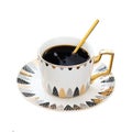 Coffee cup set Creative flower tea cup Golden edge ceramic tea cup
