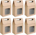 25 Pieces Kraft Paper Gift Box Gift Bag With Window Paper Bags With Handles