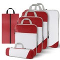 Set of 6Pcs Travel Storage Bags Clothes Packing Pouch Suitca -Red
