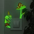 2Pcs Glow in The Dark Mushroom Wall Sticker Luminous Mushroom Light Switch Decal