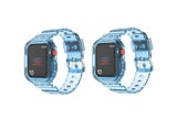 2Pcs Transparent Sports Band Wristband Replacement Strap For Apple Watch-Blue
