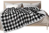 Flannel Fleece Sherpa Backed Reversible Throw Blanket Bedding For Couch Bed-Blac