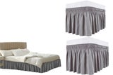 2Pcs Wrap Around Bed Skirt Hollow Dust Ruffles Skirt Valance Wrap With Adjustabl