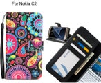 Nokia C2 case 3 card leather wallet case printed ID