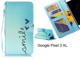 Google Pixel 3 XL case 3 card leather wallet case printed ID