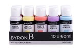 Jasart Byron Matte Acrylic 59ml Paints Set of 10 Neutral Colours