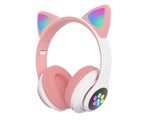 Wireless Headset Cat Ears LED Luminous Bluetooth Foldable Headset with Micr