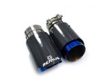 1PCS Car Exhaust Tail Pipe Blue Stainless Steel Tip Flange With Remus Logo For