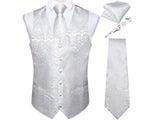 Men's Silk Vests Suit Vest Tie Set For Wedding Satin Burgundy Red Waistcoat