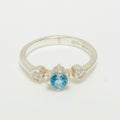 White Gold Natural Blue Topaz Diamond Womens Trilogy Ring - Full 9ct UK Hallmark