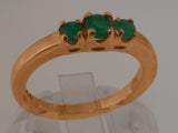 Rose Gold Natural Emerald Womens Trilogy Ring - Full 14ct Gold UK Hallmark