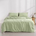 Dreamaker Superfine Washed Microfibre Duvet Cover Set Sage Green Single Bed
