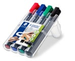 Staedtler Lumocolor Permanent Marker Chisel Tip, Assorted Wallet of 4