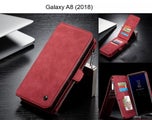 Galaxy A8 (2018) Case Retro Flannelette leather case multi cards zipper