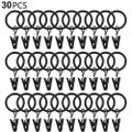30pcs Metal Curtain Clips Rings, Vintage Black Curtain Rings 25mm
