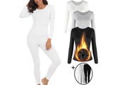 Long Johns Thermal Underwear For Women Fleece Lined Base Layer Pajama Set Cold