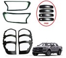 $39 Res ~ Black Headlight &amp; Tail Light Cover + Handle Cover - Ford Ranger 2015+