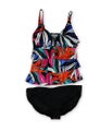 I.N.C Womens Tropical Ruched Brief 2 Piece Tankini, NWT