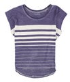 Mouchette Womens Striped Burnout Basic T-Shirt