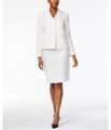 Le Suit Womens Jacquard Three Button Blazer Jacket