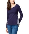 maison Jules Womens Layered-Look Eyelet Knit Sweater, NWT