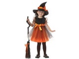 Toddler Girl Witch Cosplay Costume Kids Short Sleeve Dress With Polka Dot