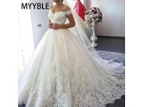 Customized White Off The Shoulder Plus Size Vestido De Noiva Wedding Dress